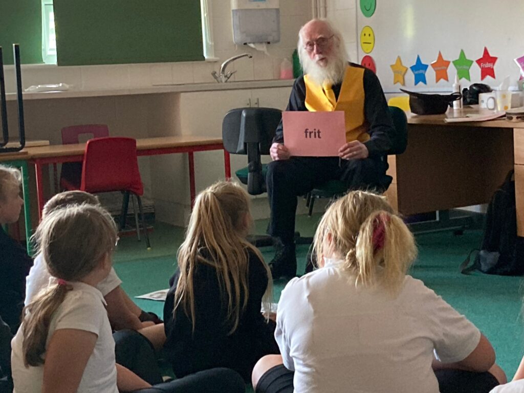 Keith Butters storytelling in Seathorne Primary Academy