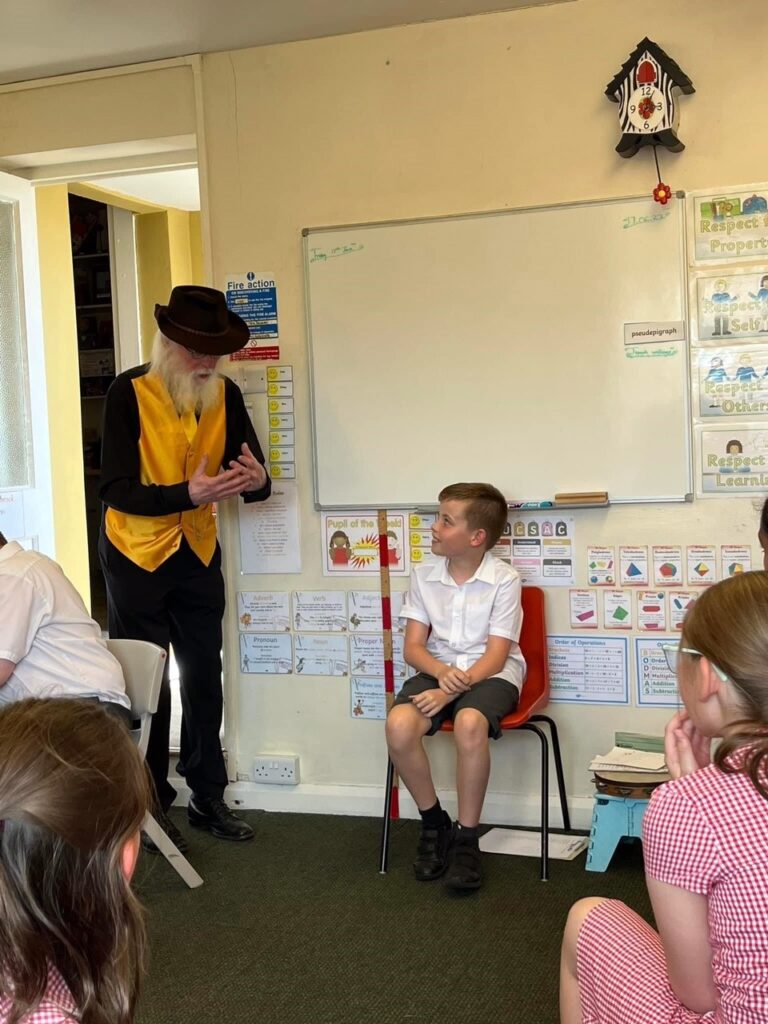 Keith Butters leading a storytelling workshop in Viking School
