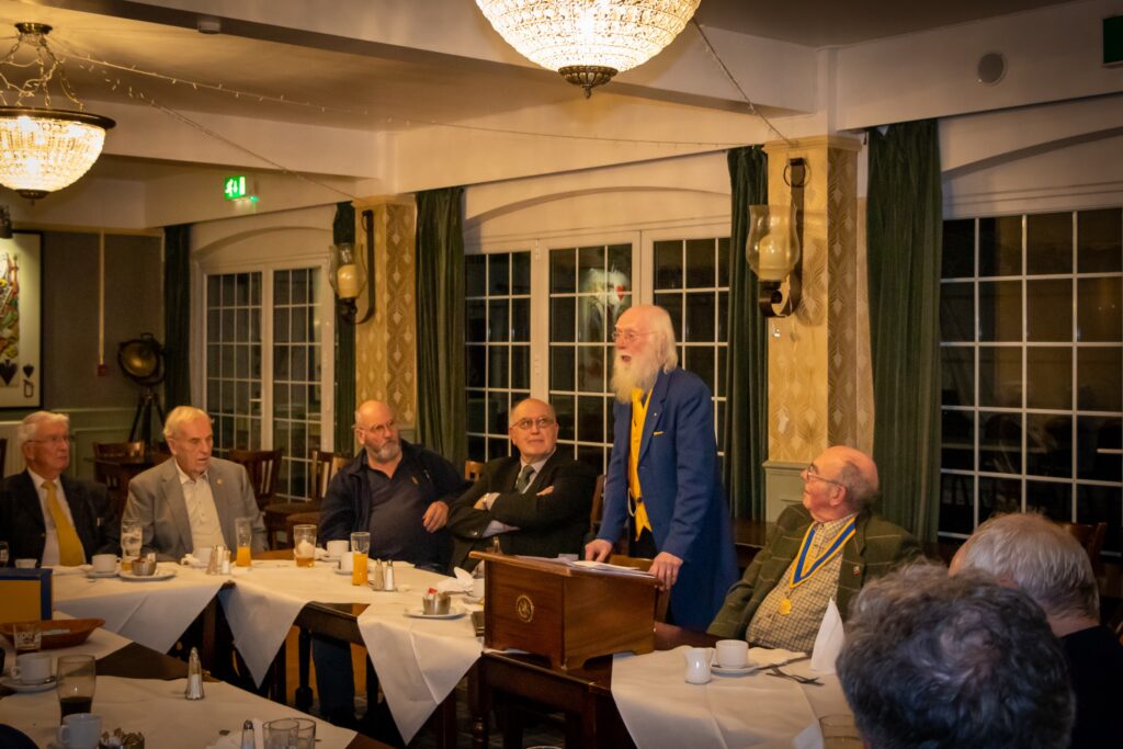 Keith Butters storytelling at the Rotary Club of Alford and Mblethorpe.